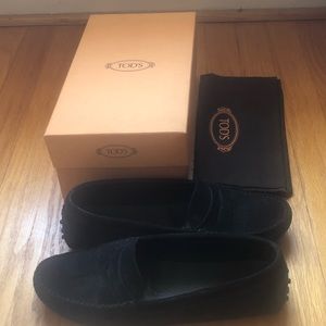 Tod’s Black Suede Gommino Driving Loafers 40